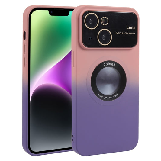 For iPhone 15 Gradient Silicone Shockproof Magsafe Phone Case with Lens Film(Pink Purple) - iPhone 15 Cases by buy2fix | Online Shopping UK | buy2fix