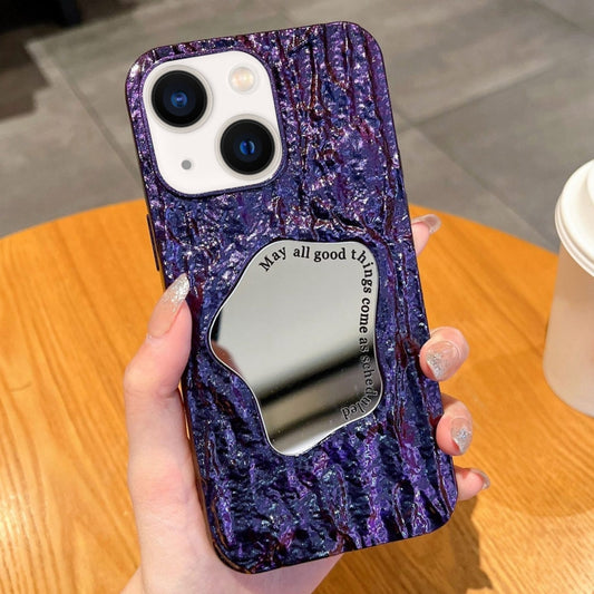 For iPhone 13 Embossed Rock Texture Mirror TPU Phone Case(Deep Purple) - iPhone 13 Cases by buy2fix | Online Shopping UK | buy2fix
