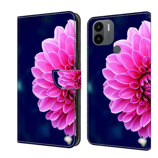 For Xiaomi Redmi A1+ / A2 / A2+ Crystal 3D Shockproof Protective Leather Phone Case(Pink Petals)