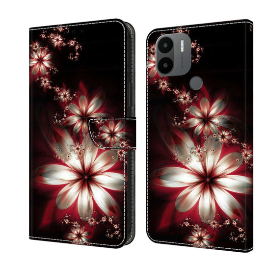 For Xiaomi Redmi A1+ / A2 / A2+ Crystal 3D Shockproof Protective Leather Phone Case(Fantastic Flower)