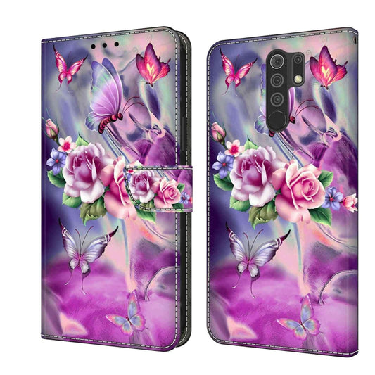 For Xiaomi Redmi 9 Crystal 3D Shockproof Protective Leather Phone Case(Butterfly) - Xiaomi Cases by buy2fix | Online Shopping UK | buy2fix