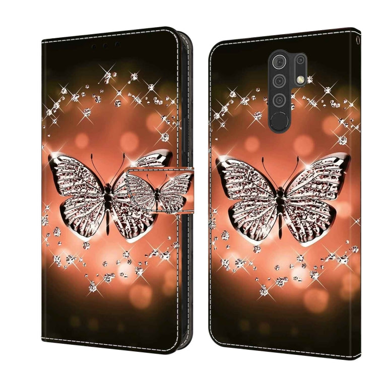 For Xiaomi Redmi 9 Crystal 3D Shockproof Protective Leather Phone Case(Crystal Butterfly) - Xiaomi Cases by buy2fix | Online Shopping UK | buy2fix