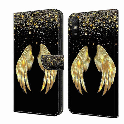 For Xiaomi Redmi 9A Crystal 3D Shockproof Protective Leather Phone Case(Golden Wings) - Xiaomi Cases by buy2fix | Online Shopping UK | buy2fix