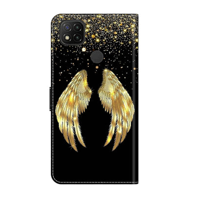 For Xiaomi Redmi 9C Crystal 3D Shockproof Protective Leather Phone Case(Golden Wings) - Xiaomi Cases by buy2fix | Online Shopping UK | buy2fix