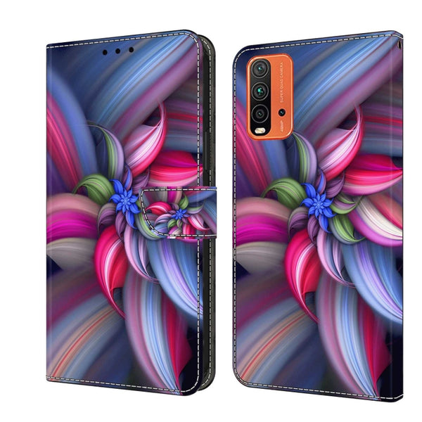 For Xiaomi Redmi 9T Crystal 3D Shockproof Protective Leather Phone Case(Colorful Flower) by buy2fix