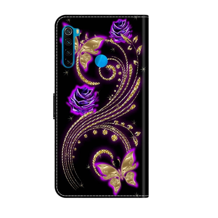 For Xiaomi Redmi Note 8T Crystal 3D Shockproof Protective Leather Phone Case(Purple Flower Butterfly) - Xiaomi Cases by buy2fix | Online Shopping UK | buy2fix