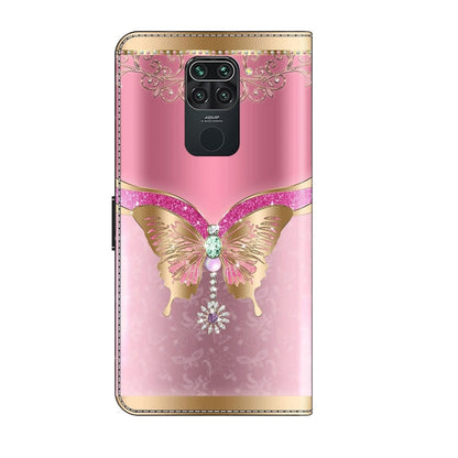 For Xiaomi Redmi Note 9 Crystal 3D Shockproof Protective Leather Phone Case(Pink Bottom Butterfly) - Xiaomi Cases by buy2fix | Online Shopping UK | buy2fix