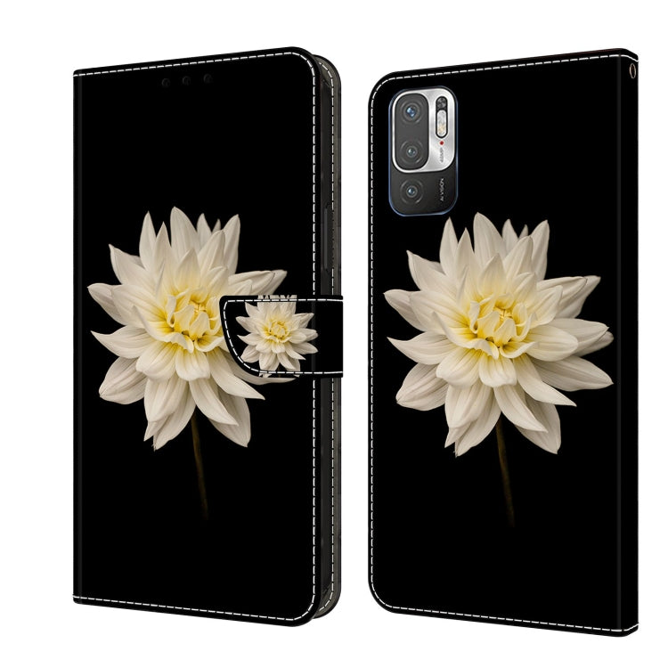 For Xiaomi Redmi Note 10 5G Crystal 3D Shockproof Protective Leather Phone Case(White Flower) - Xiaomi Cases by buy2fix | Online Shopping UK | buy2fix