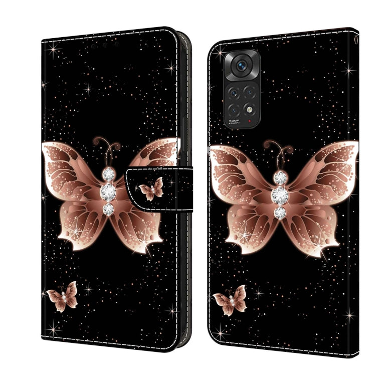 For Xiaomi Redmi Note 11 Global Crystal 3D Shockproof Protective Leather Phone Case(Pink Diamond Butterfly) by buy2fix