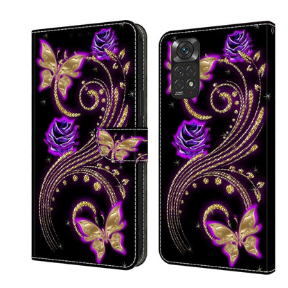 For Xiaomi Redmi Note 11 Global Crystal 3D Shockproof Protective Leather Phone Case(Purple Flower Butterfly) - Xiaomi Cases by buy2fix | Online Shopping UK | buy2fix