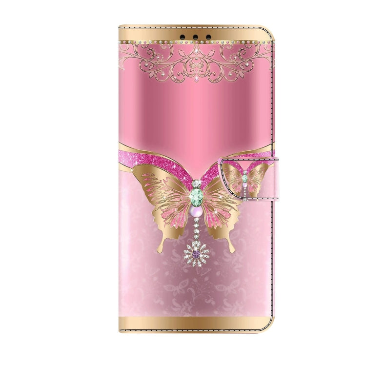 For Xiaomi Redmi 11A 4G / Redmi 12C Global Crystal 3D Shockproof Protective Leather Phone Case(Pink Bottom Butterfly) - Xiaomi Cases by buy2fix | Online Shopping UK | buy2fix