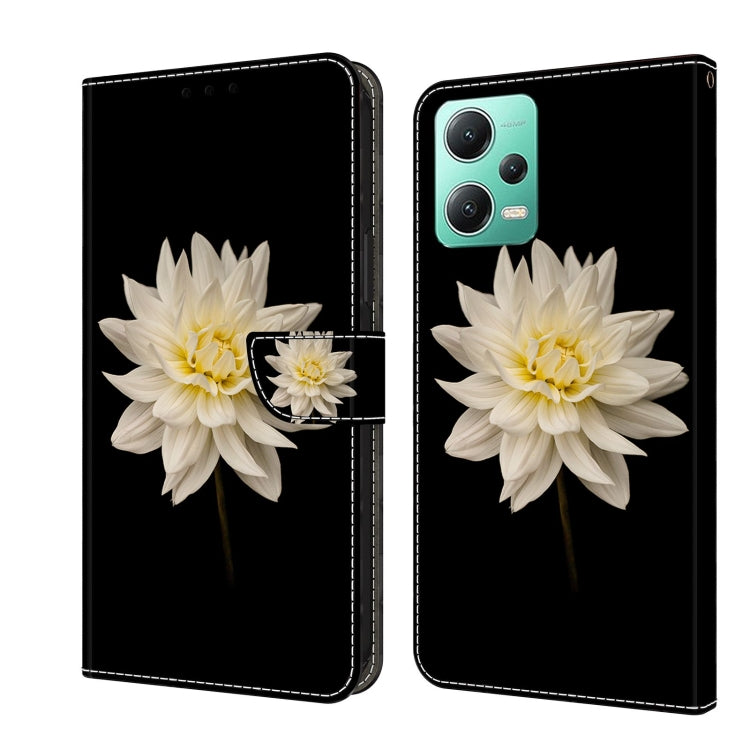 For Xiaomi Redmi Note 12 5G Global / Poco X5 Crystal 3D Shockproof Protective Leather Phone Case(White Flower) - Xiaomi Cases by buy2fix | Online Shopping UK | buy2fix