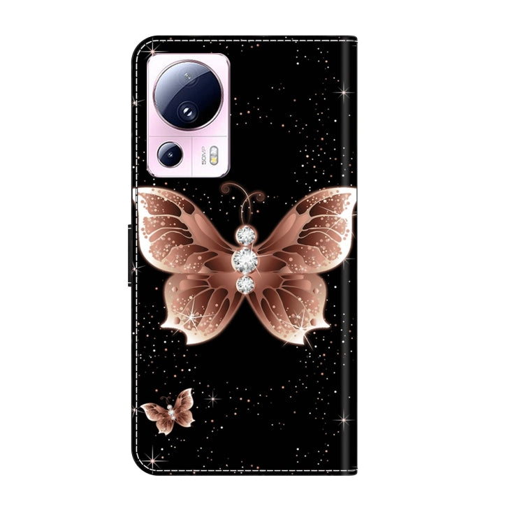 For Xiaomi 13 Lite Crystal 3D Shockproof Protective Leather Phone Case(Pink Diamond Butterfly) by buy2fix