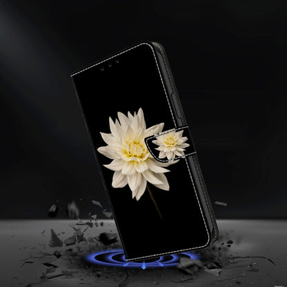 For Samsung Galaxy A12 4G / 5G Crystal 3D Shockproof Protective Leather Phone Case(White Flower) by buy2fix
