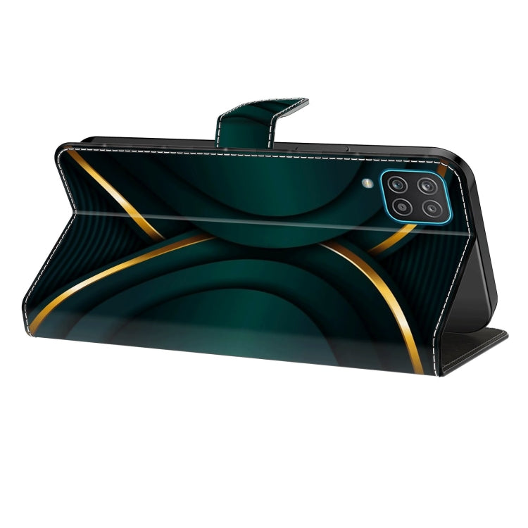 For Samsung Galaxy A12 4G / 5G Crystal 3D Shockproof Protective Leather Phone Case(Gold Outline) by buy2fix