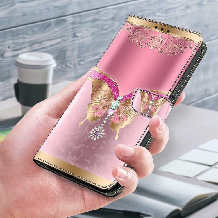 For Samsung Galaxy A13 4G / 5G / A04S Crystal 3D Shockproof Protective Leather Phone Case(Pink Bottom Butterfly) by buy2fix