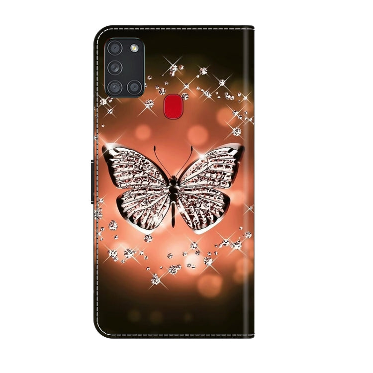 For Samsung Galaxy A21s Crystal 3D Shockproof Protective Leather Phone Case(Crystal Butterfly) by buy2fix