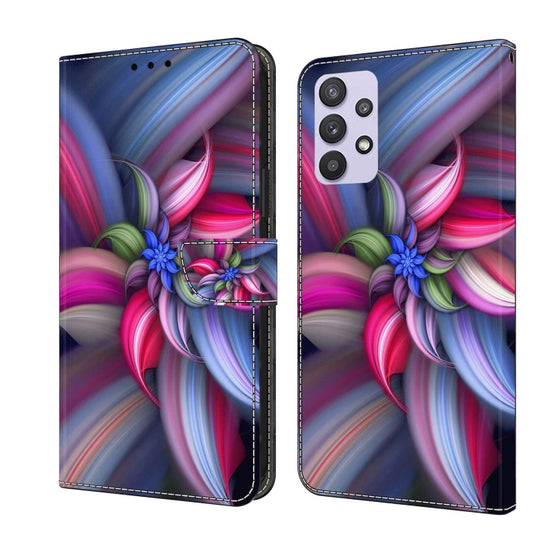 For Samsung Galaxy A32 5G Crystal 3D Shockproof Protective Leather Phone Case(Colorful Flower)