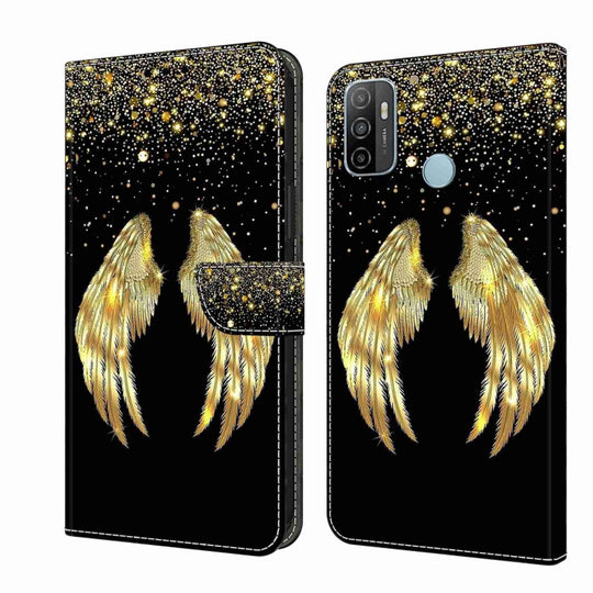 For Samsung Galaxy A33 5G Crystal 3D Shockproof Protective Leather Phone Case(Golden Wings)