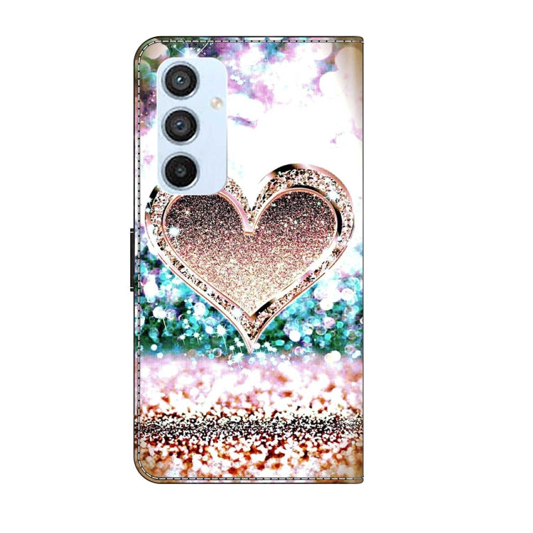 For Samsung Galaxy A54 5G Crystal 3D Shockproof Protective Leather Phone Case(Pink Diamond Heart) by buy2fix
