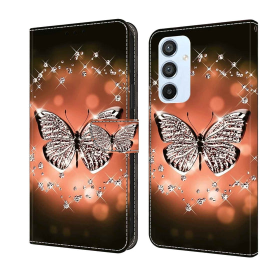 For Samsung Galaxy A54 5G Crystal 3D Shockproof Protective Leather Phone Case(Crystal Butterfly)
