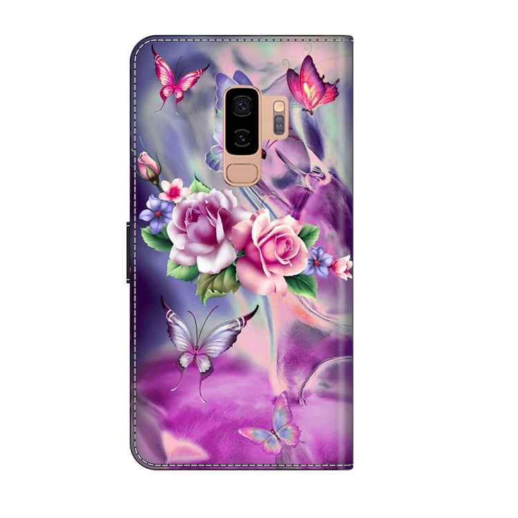 For Samsung Galaxy S9+ Crystal 3D Shockproof Protective Leather Phone Case(Butterfly) by buy2fix