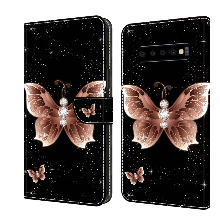 For Samsung Galaxy S10 Crystal 3D Shockproof Protective Leather Phone Case(Pink Diamond Butterfly) by buy2fix