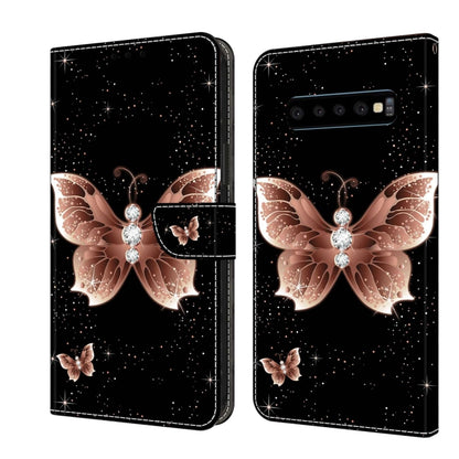 For Samsung Galaxy S10 Crystal 3D Shockproof Protective Leather Phone Case(Pink Diamond Butterfly) by buy2fix