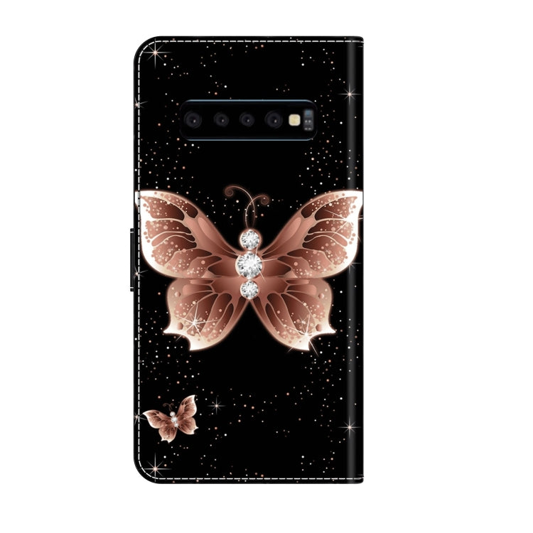 For Samsung Galaxy S10 Crystal 3D Shockproof Protective Leather Phone Case(Pink Diamond Butterfly) by buy2fix
