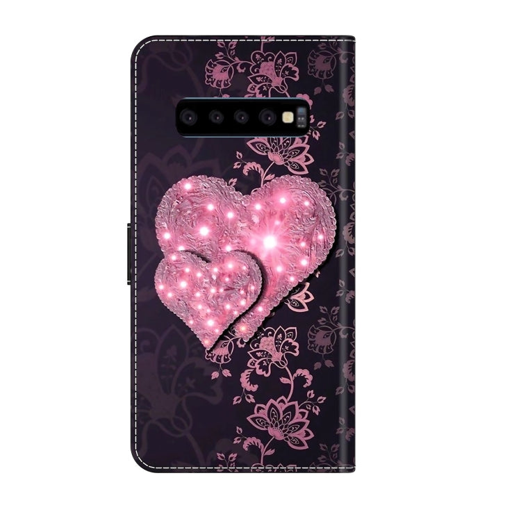 For Samsung Galaxy S10 Crystal 3D Shockproof Protective Leather Phone Case(Lace Love) by buy2fix