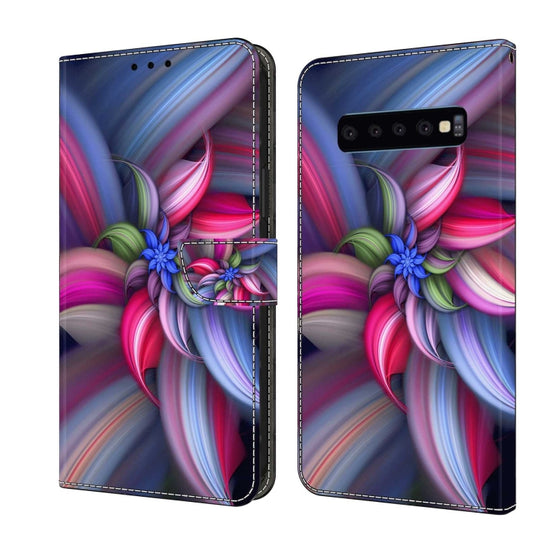 For Samsung Galaxy S10 Crystal 3D Shockproof Protective Leather Phone Case(Colorful Flower)