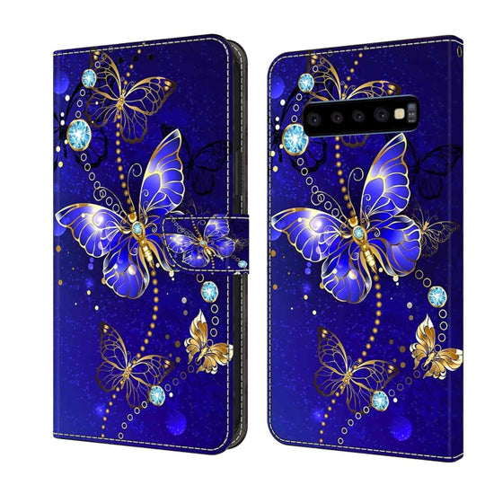 For Samsung Galaxy S10 Crystal 3D Shockproof Protective Leather Phone Case(Diamond Butterfly)