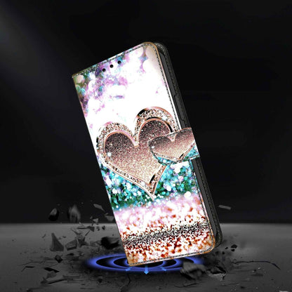 For Samsung Galaxy S10e Crystal 3D Shockproof Protective Leather Phone Case(Pink Diamond Heart) by buy2fix