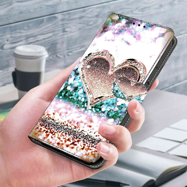 For Samsung Galaxy S10e Crystal 3D Shockproof Protective Leather Phone Case(Pink Diamond Heart) by buy2fix