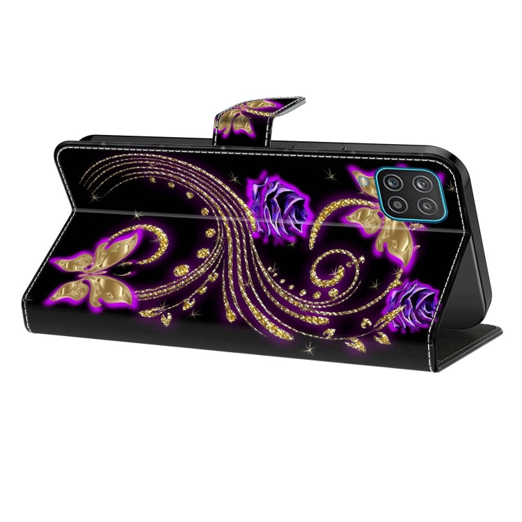 For Samsung Galaxy S10e Crystal 3D Shockproof Protective Leather Phone Case(Purple Flower Butterfly) by buy2fix