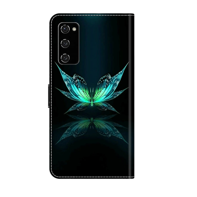 For Samsung Galaxy S20 FE Crystal 3D Shockproof Protective Leather Phone Case(Reflection Dutterfly) by buy2fix