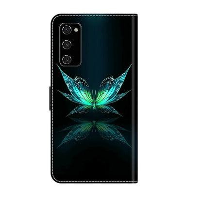 For Samsung Galaxy S20 FE Crystal 3D Shockproof Protective Leather Phone Case(Reflection Dutterfly) by buy2fix