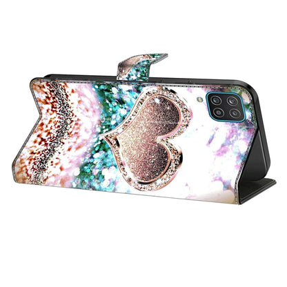 For Samsung Galaxy S22+ Crystal 3D Shockproof Protective Leather Phone Case(Pink Diamond Heart) by buy2fix