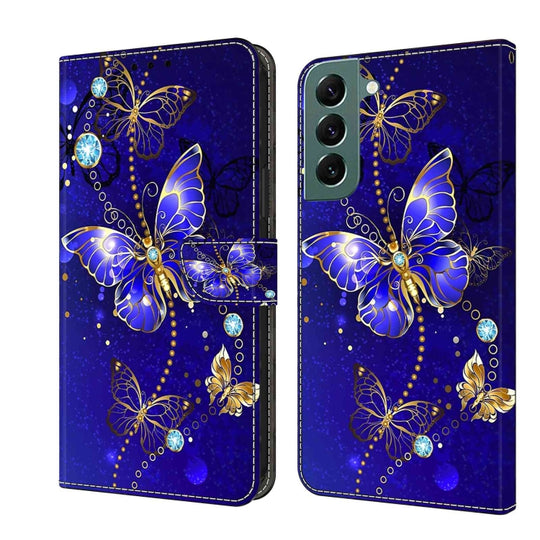 For Samsung Galaxy S22+ Crystal 3D Shockproof Protective Leather Phone Case(Diamond Butterfly)