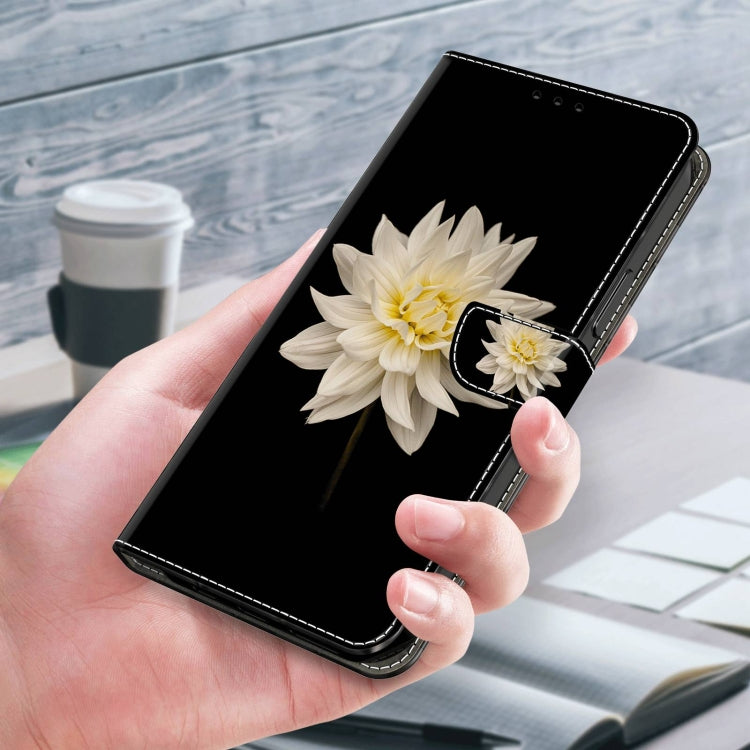 For Samsung Galaxy S22 Ultra Crystal 3D Shockproof Protective Leather Phone Case(White Flower) by buy2fix