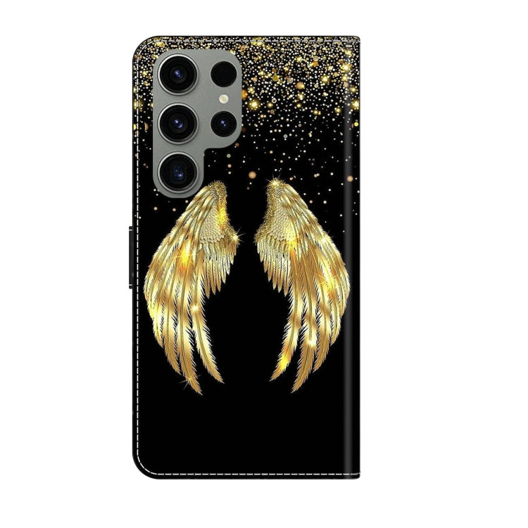 For Samsung Galaxy S23 Ultra Crystal 3D Shockproof Protective Leather Phone Case(Golden Wings) by buy2fix