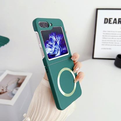 For Samsung Galaxy Z Flip5 Skin Feel Magsafe Magnetic Shockproof PC Phone Case(Dark Green) by buy2fix