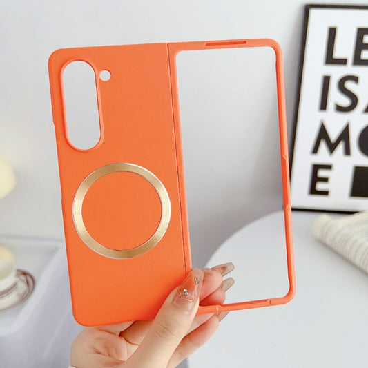 For Samsung Galaxy Z Fold5 Skin Feel Magsafe Magnetic Shockproof PC Phone Case(Orange) by buy2fix