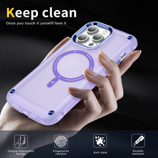 For iPhone 14 Plus Skin Feel TPU + PC MagSafe Magnetic Phone Case(Transparent Purple) by buy2fix