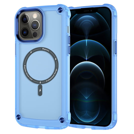 For iPhone 12 Pro Max Skin Feel TPU + PC MagSafe Magnetic Phone Case(Transparent Blue) by buy2fix