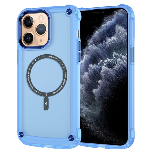 For iPhone 11 Pro Max Skin Feel TPU + PC MagSafe Magnetic Phone Case(Transparent Blue) by buy2fix