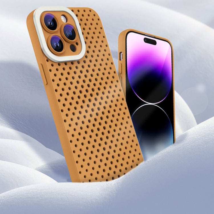 For iPhone X / XS Hollow Heat Dissipation TPU Phone Case(Brown) - More iPhone Cases by buy2fix | Online Shopping UK | buy2fix