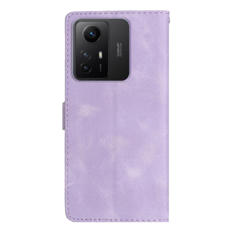 For Xiaomi Redmi Note 12S Flower Butterfly Embossing Pattern Leather Phone Case(Purple) - Xiaomi Cases by buy2fix | Online Shopping UK | buy2fix