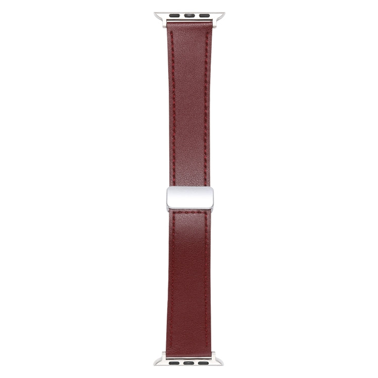 For Apple Watch SE 2022 40mm Magnetic Buckle Skin Feel Leather Watch Band(Wine Red) by buy2fix