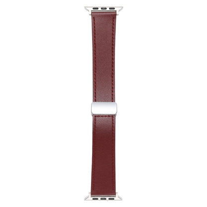 For Apple Watch SE 2022 40mm Magnetic Buckle Skin Feel Leather Watch Band(Wine Red) by buy2fix